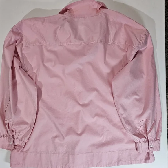 Old Navy Shirt Womens‎ XL Pink LS Relaxed Tie Geranium Petal Cotton Pullover Top - Picture 2 of 8